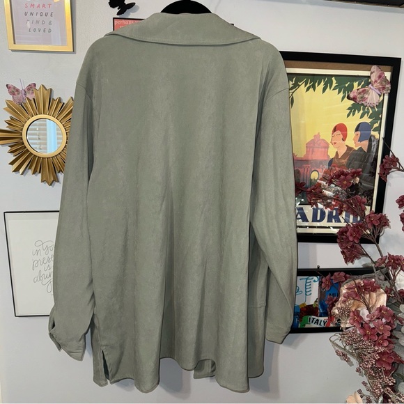 Sage Green Croft & Barrow Stretch Button Down Blouse - Picture 2 of 10